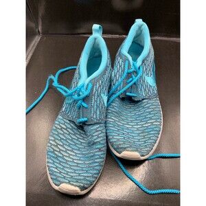 Nike Womens Roshe Run Flyknit 704927-003 Blue Running Shoes Sneakers Size 6.5